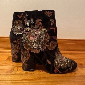 Multi-colored Black Ankle Boots